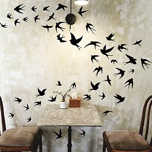 Наклейка на стіну SUPERDANT Ластівки що летять Вінілова Чорна 3 штуки - Фото 1