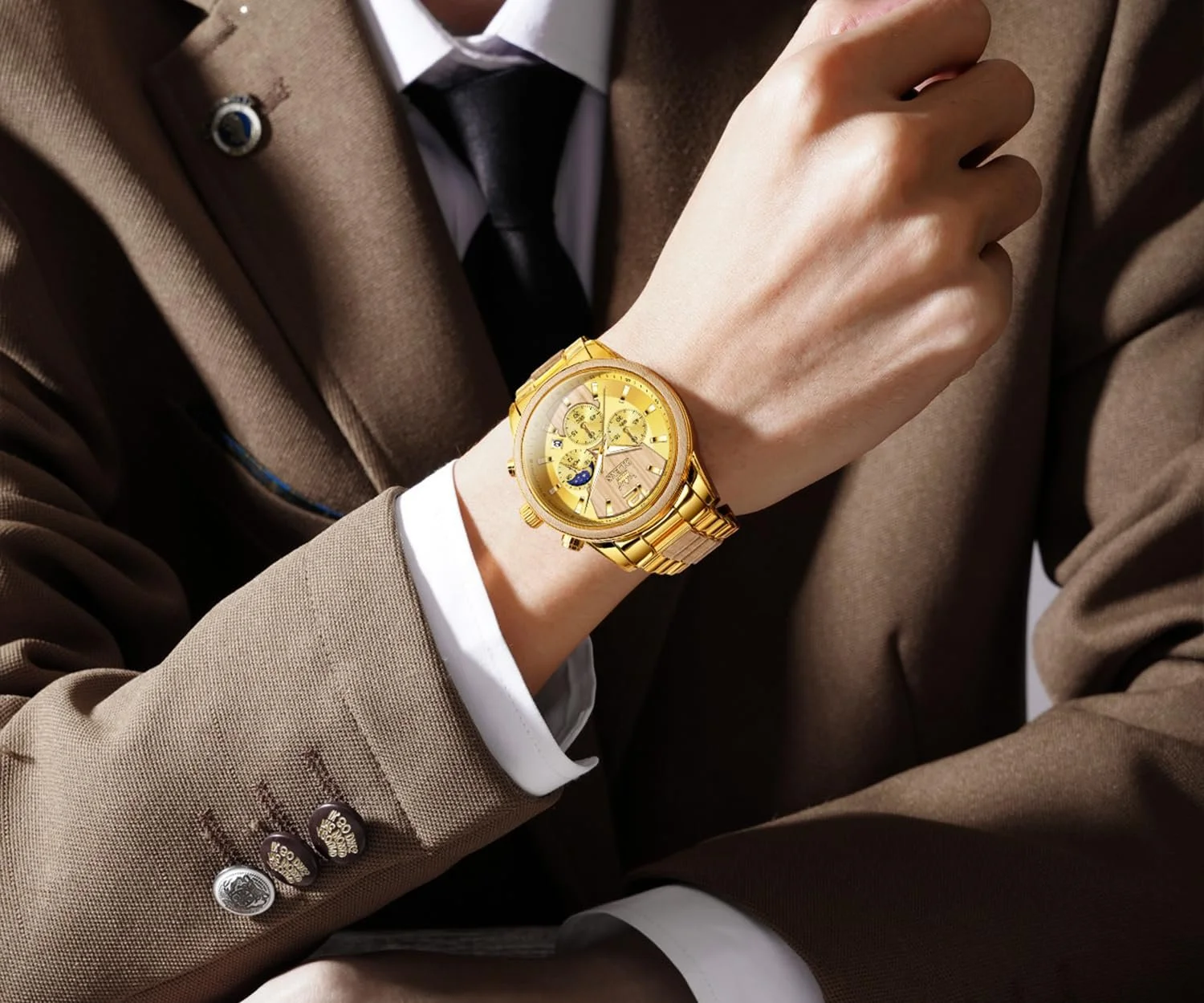 Часы OLEVS Мужской Деревянный Браслет Водонепроницаемые Кварцевые Часы Модные Деловой Повседневный, фото №4 Часы OLEVS Мужской Деревянный Браслет Водонепроницаемые Кварцевые Часы Модные Деловой Повседневный, фото №4