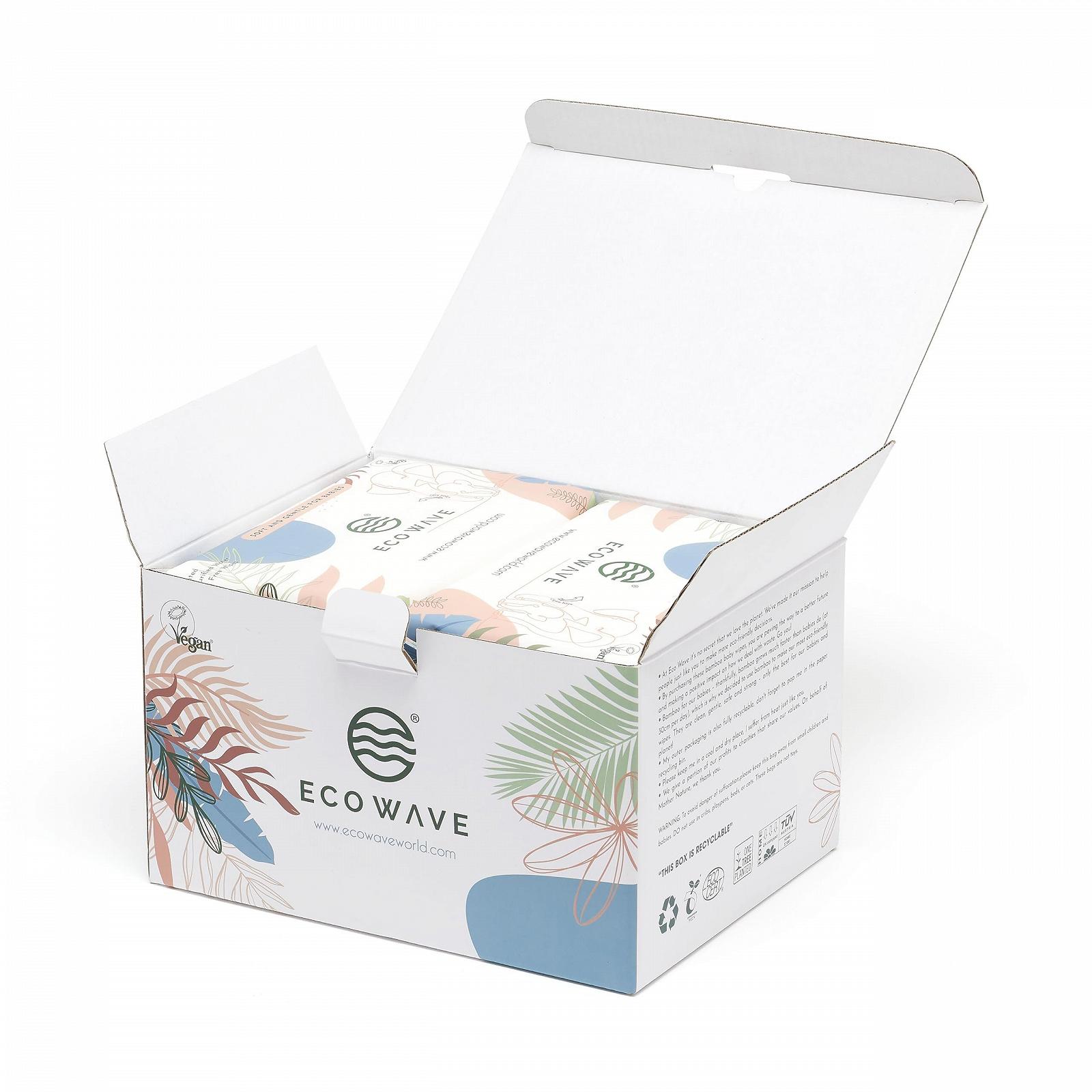 Дитячі серветки Eco Wave з бамбука, компостовані, без запаху, гіпоалергенні, веганські, без спирту, для чутливої шкіри (6 упаковок), фото №2