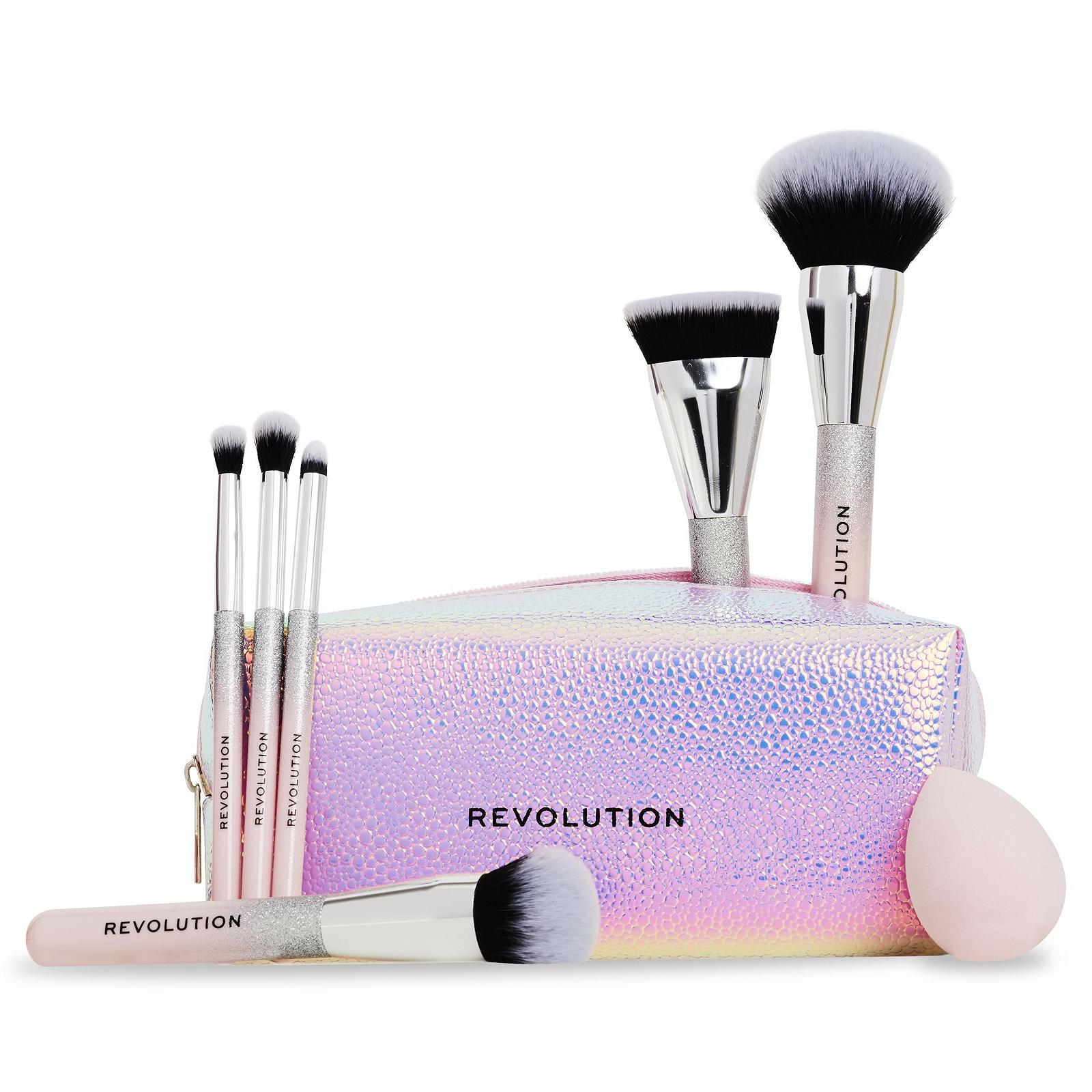 Набор кистей Revolution Beauty Glam Up 7 шт для глаз, лица и щёк с косметичкой веганский, фото №1
