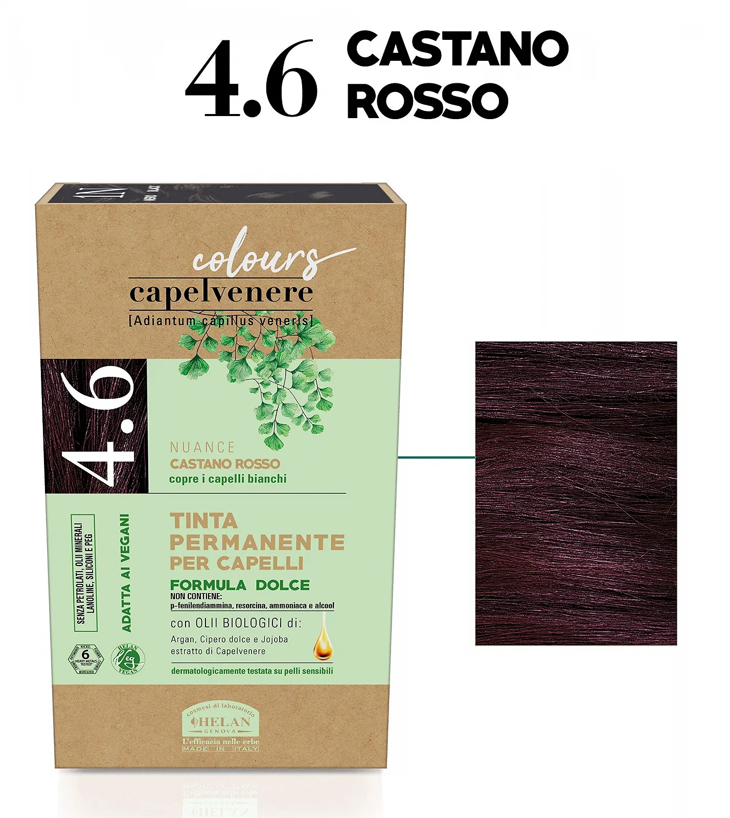 Фарба для волосся Helan Capelvenere Colors Натуральна стійка 4.6N Червонувато-коричневий, фото №5