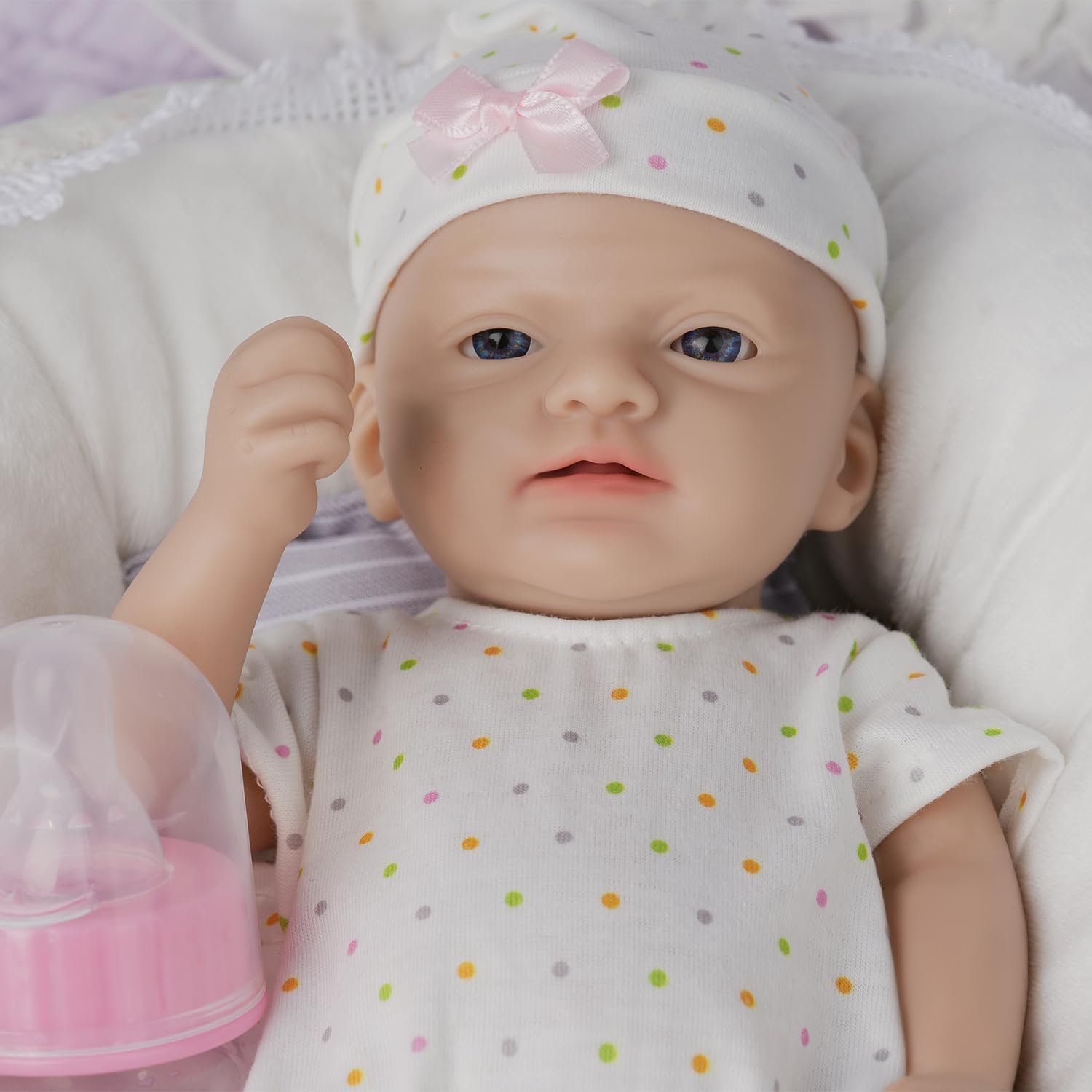 Кукла IVITA Reborn WG1587-25 см полностью силиконовая новорожденная с открытым ртом девочка, фото №4