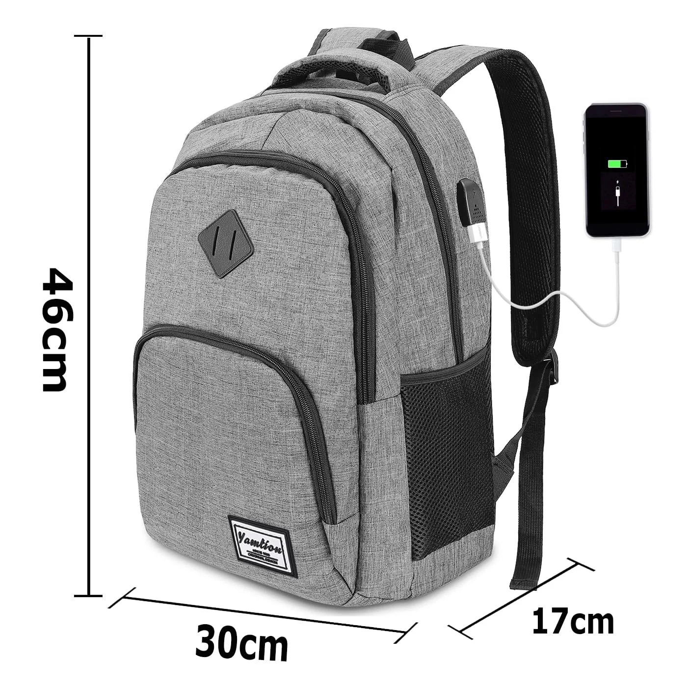 Рюкзак для ноутбука YAMTION GJB6 15.6 дюйма 35 л Водонепроникний з USB Сірий, фото №6 Рюкзак для ноутбука YAMTION GJB6 15.6 дюйма 35 л Водонепроникний з USB Сірий, фото №6