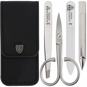 Купити Набір для манікюру та педикюру 3 Swords Nostalgie 3 предмети у чохлі з натуральної шкіри Black - Фото 1 Набір для манікюру та педикюру 3 Swords Nostalgie 3 предмети у чохлі з натуральної шкіри Black - Фото 1