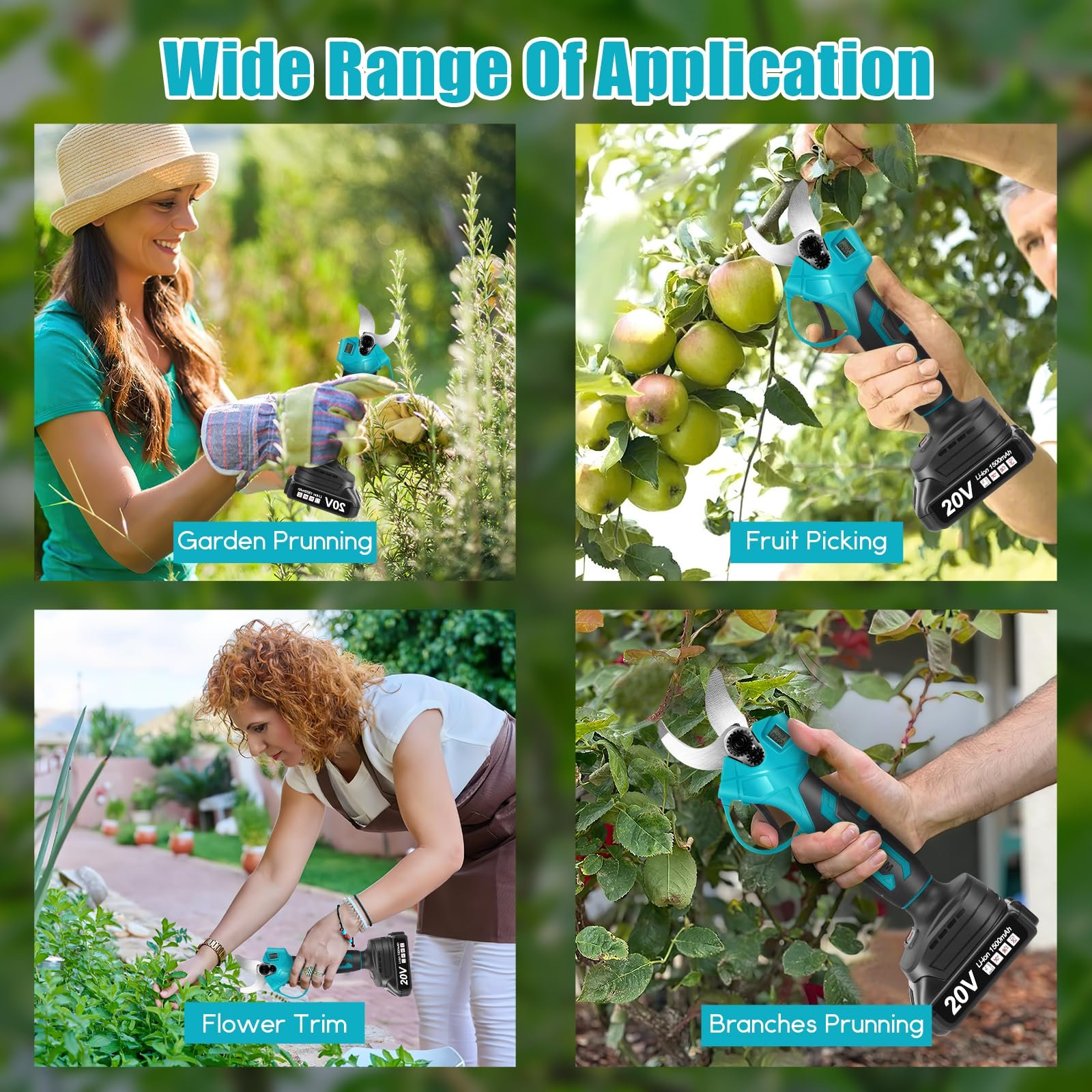 Акумуляторний секатор Professional, електричний, 2 x 20 V 1500 mAh батареї, РК-дисплей, безщітковий двигун, макс. 30 мм діаметр різання, леза SK5, фото №9