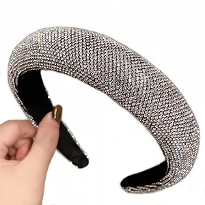 Обруч Turbo Элегантный Праздничный Вечерний в горошек Бархатный Шелковый Brillabenny Alice Band (CRYSTAL) synthetic.ua - Фото 1