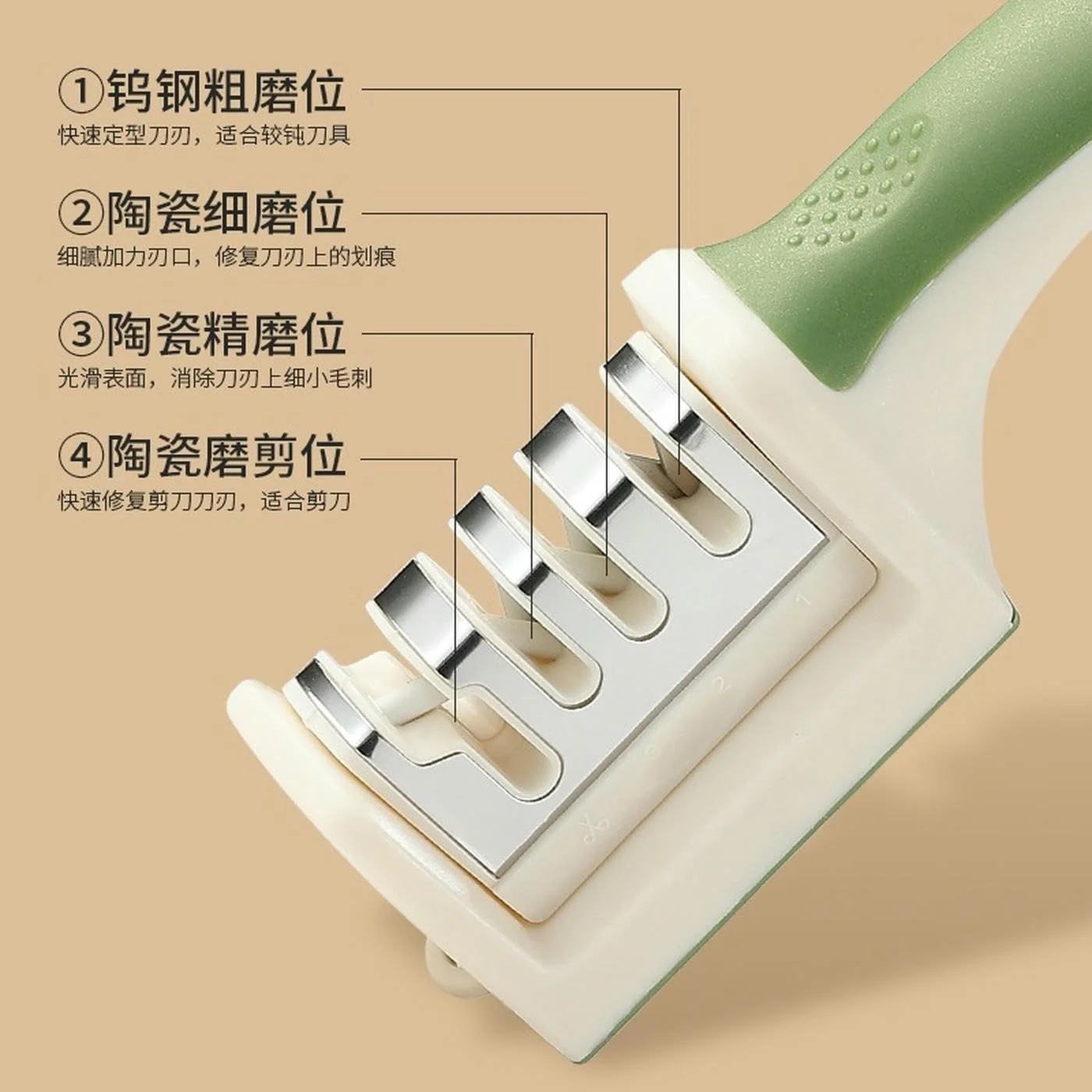 Точилка для кухонних ножів ручна швидка з ергономічною ручкою, фото №4