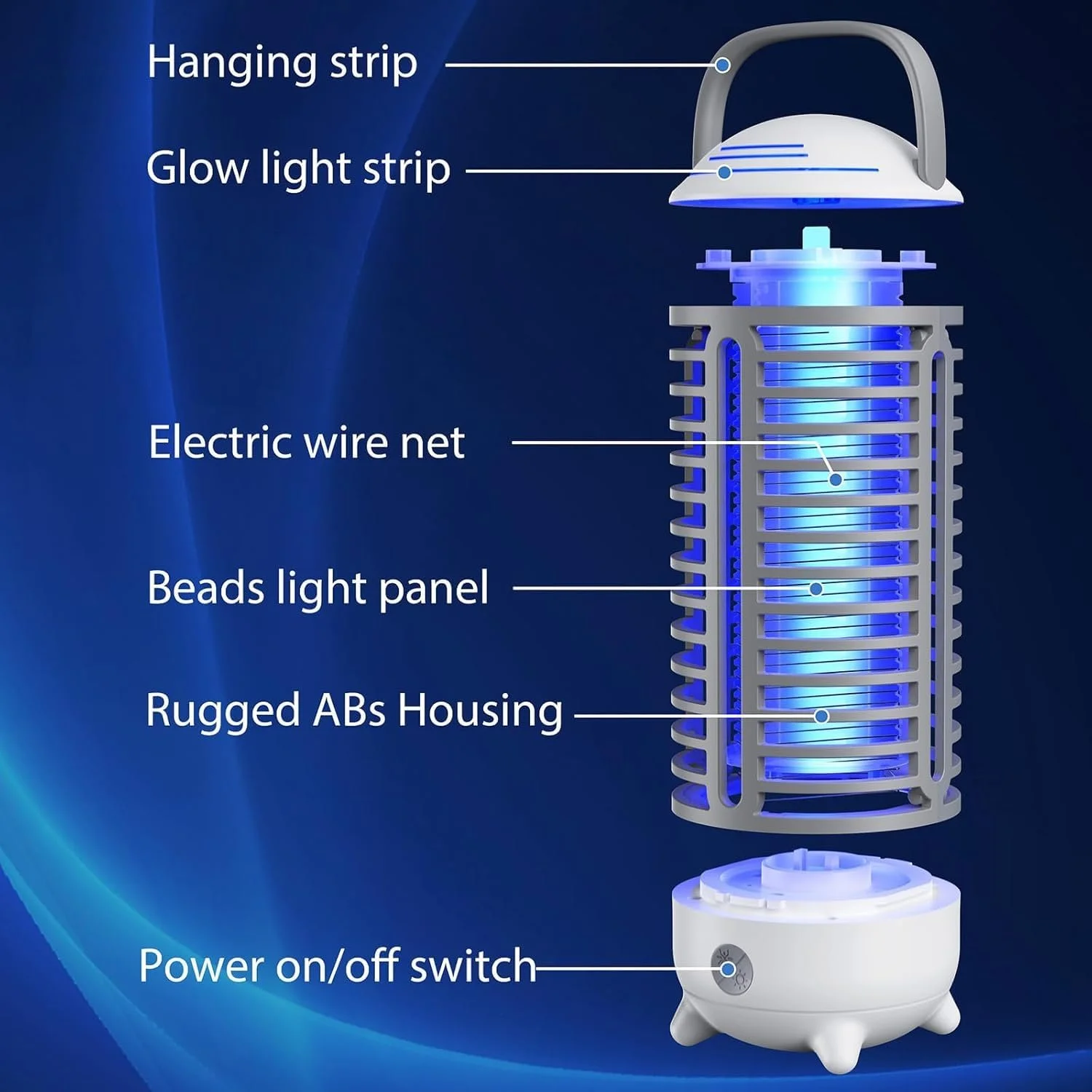Электрический уничтожитель насекомых с LED-лампой 4200 V водонепроницаемый перезаряжаемый, фото №2