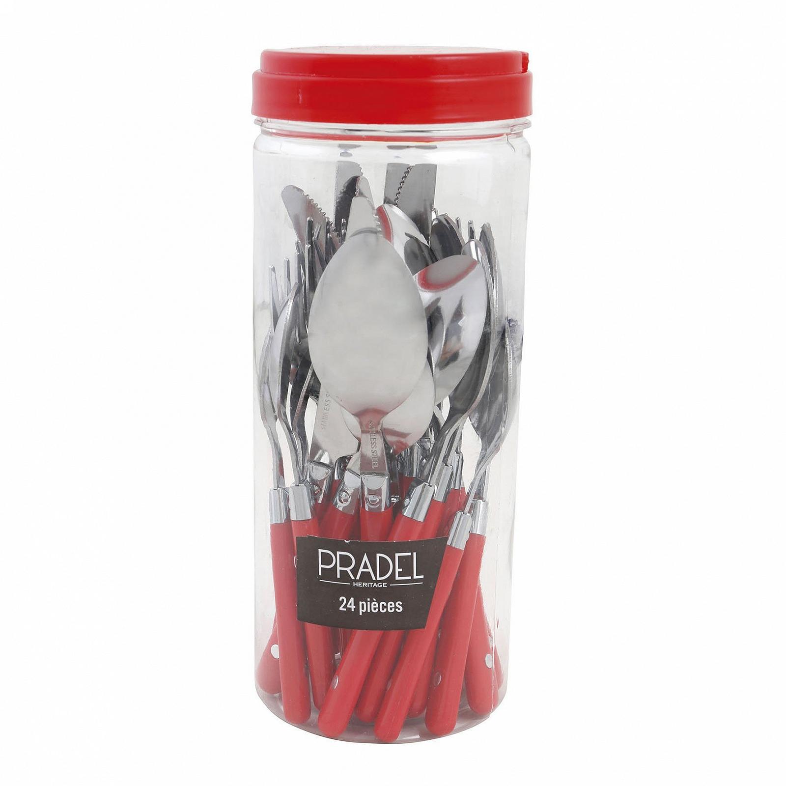 Набор столовых приборов Pradel Heritage 24 предмета нержавеющая сталь/пластик красный 9.6 x 23.5 x 9.7 см, фото №4 Набор столовых приборов Pradel Heritage 24 предмета нержавеющая сталь/пластик красный 9.6 x 23.5 x 9.7 см, фото №4
