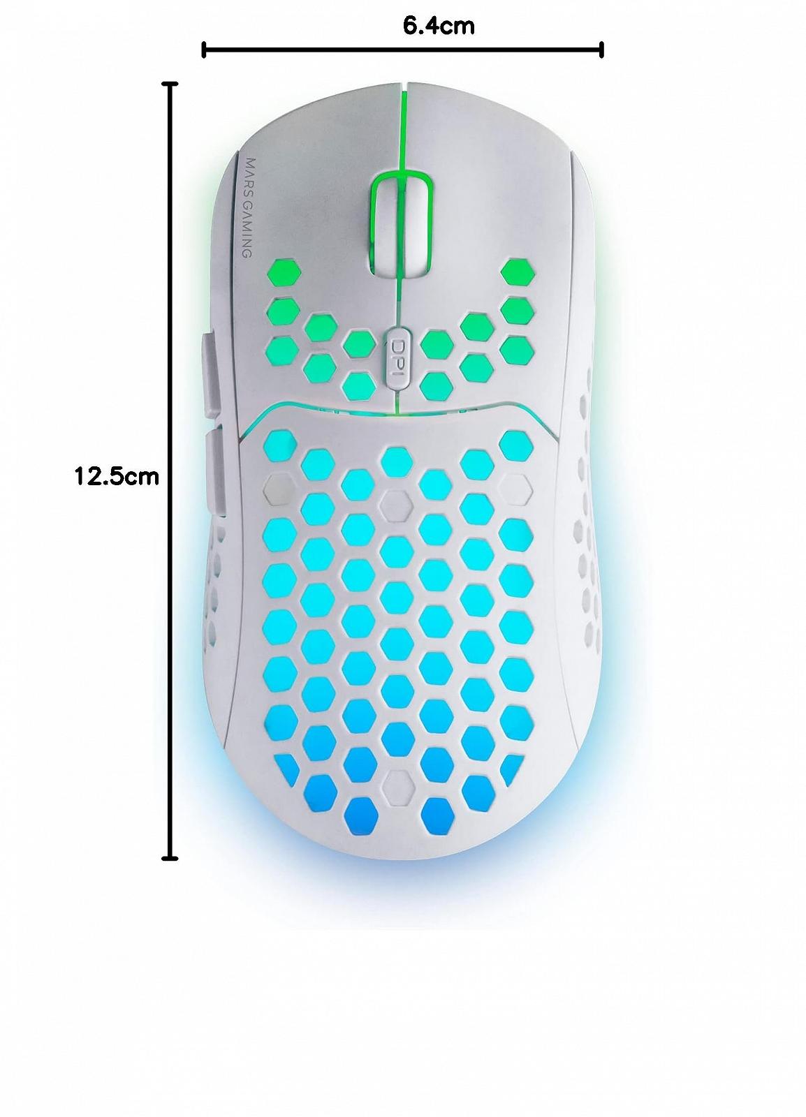Мышь Беспроводная Игровая Mars Gaming MMW3W RGB Flow Сверхлегкая 79г 3200DPI Белая, фото №7