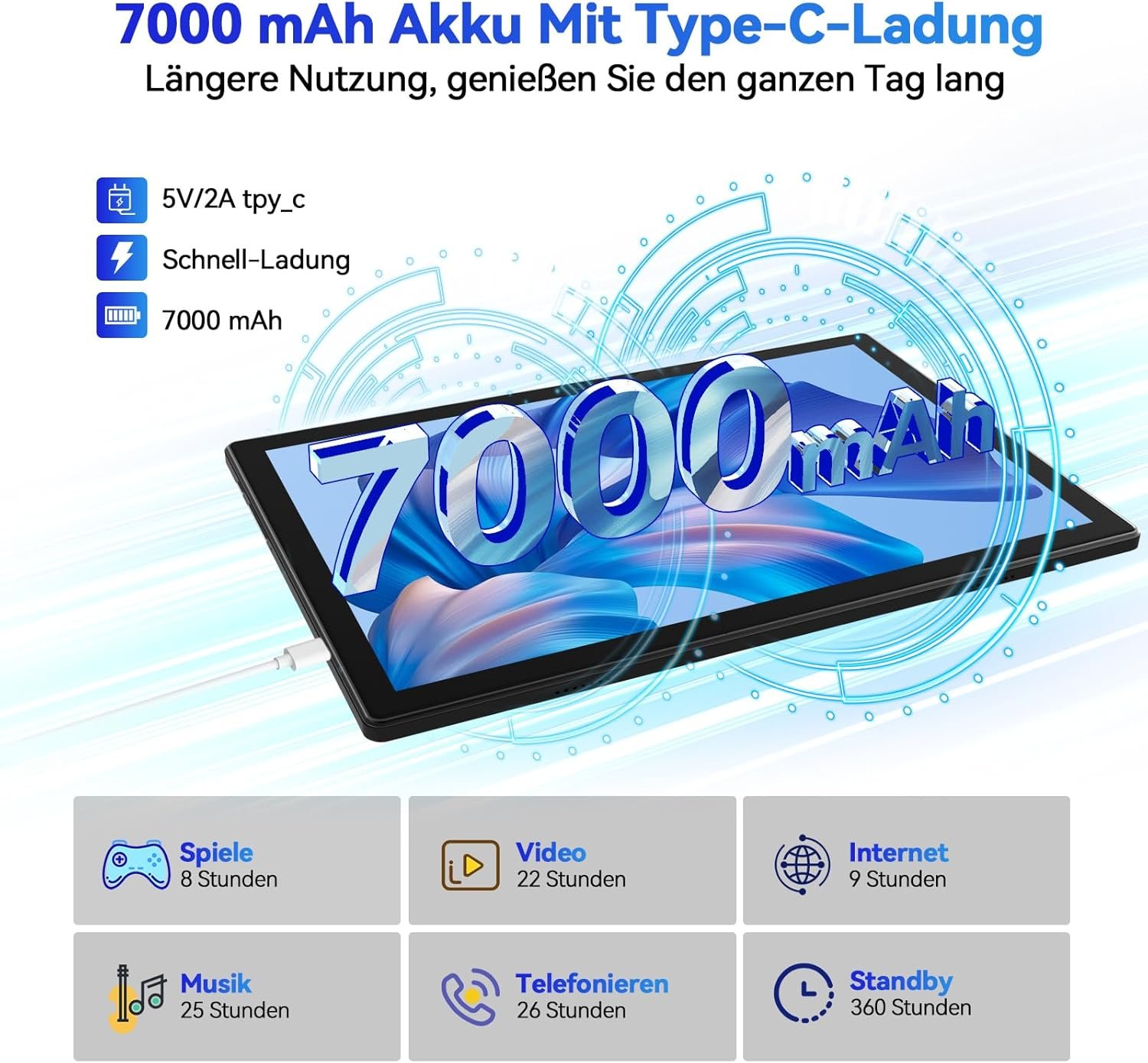 Планшет 10.1" FEONAL D115 8+8/128Gb 8 ядер Android 13 7000 mAh Black, фото №4