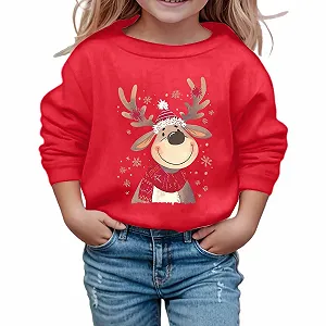 Пуловер для девочки с принтом, с круглым вырезом, длинными рукавами, повседневный мягкий флисовый пуловер для отдыха, размер 140 - Фото 1