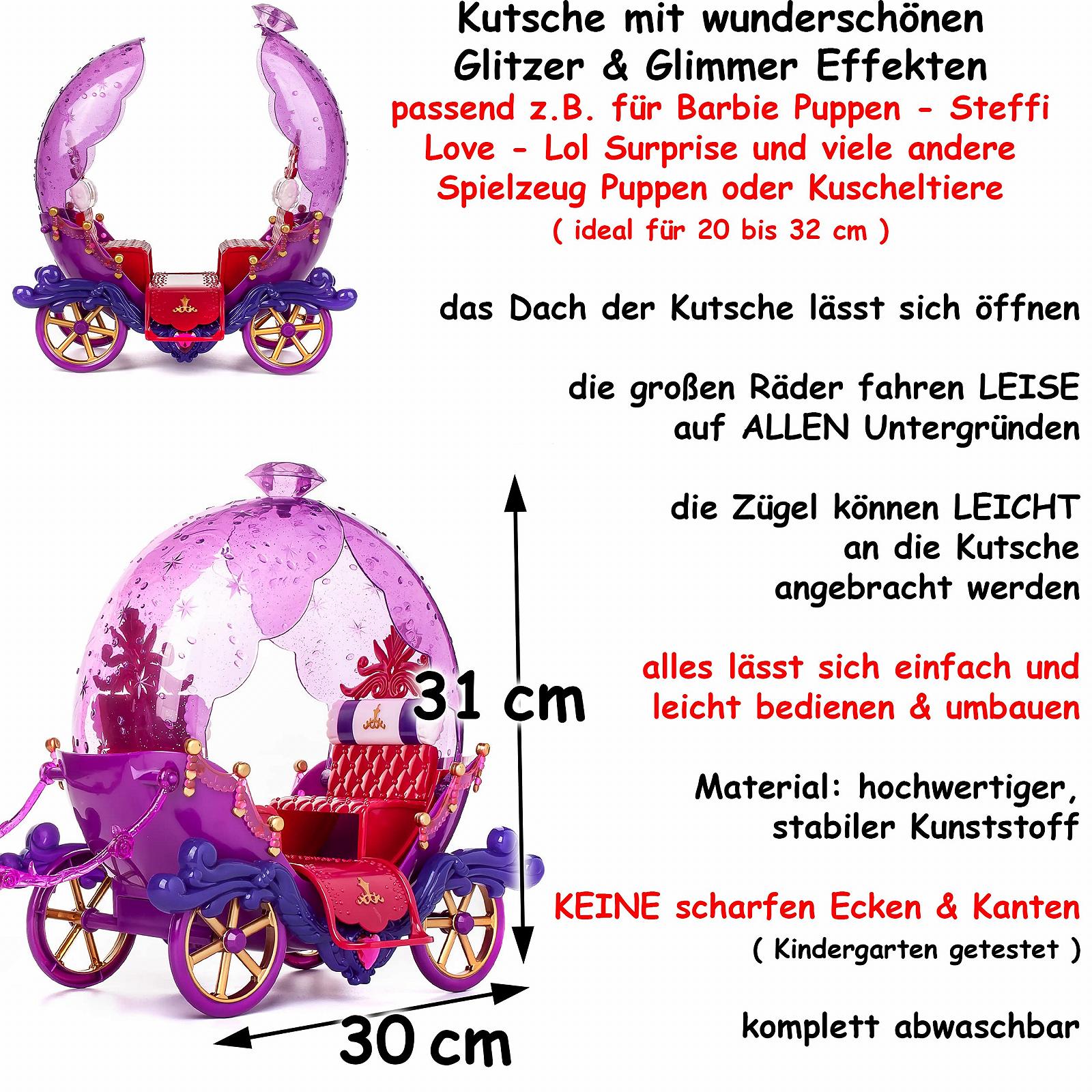 Коляска Various Models Freely Selectable with Bridle Suitable for Barbie Dolls - Steffi Love - LOL Surprise Toy Doll - Princess Horse, фото №3