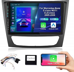 Штатна автомагнітола Hodozzy Autoradio для Mercedes-Benz E-class W211/CLS-class 2005-2008 / 9" / Сенсорна / 2/32Гб / Android 13 / Apple CarPlay / Android Auto / Wi-Fi / GPS / RDS / Bluetooth / USB / FM / Type-C - Фото 1