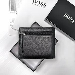 Чоловічий гаманець на магніті шкіряний брендовий BOSS у подарунковій упаковці synthetic.ua - Фото 1