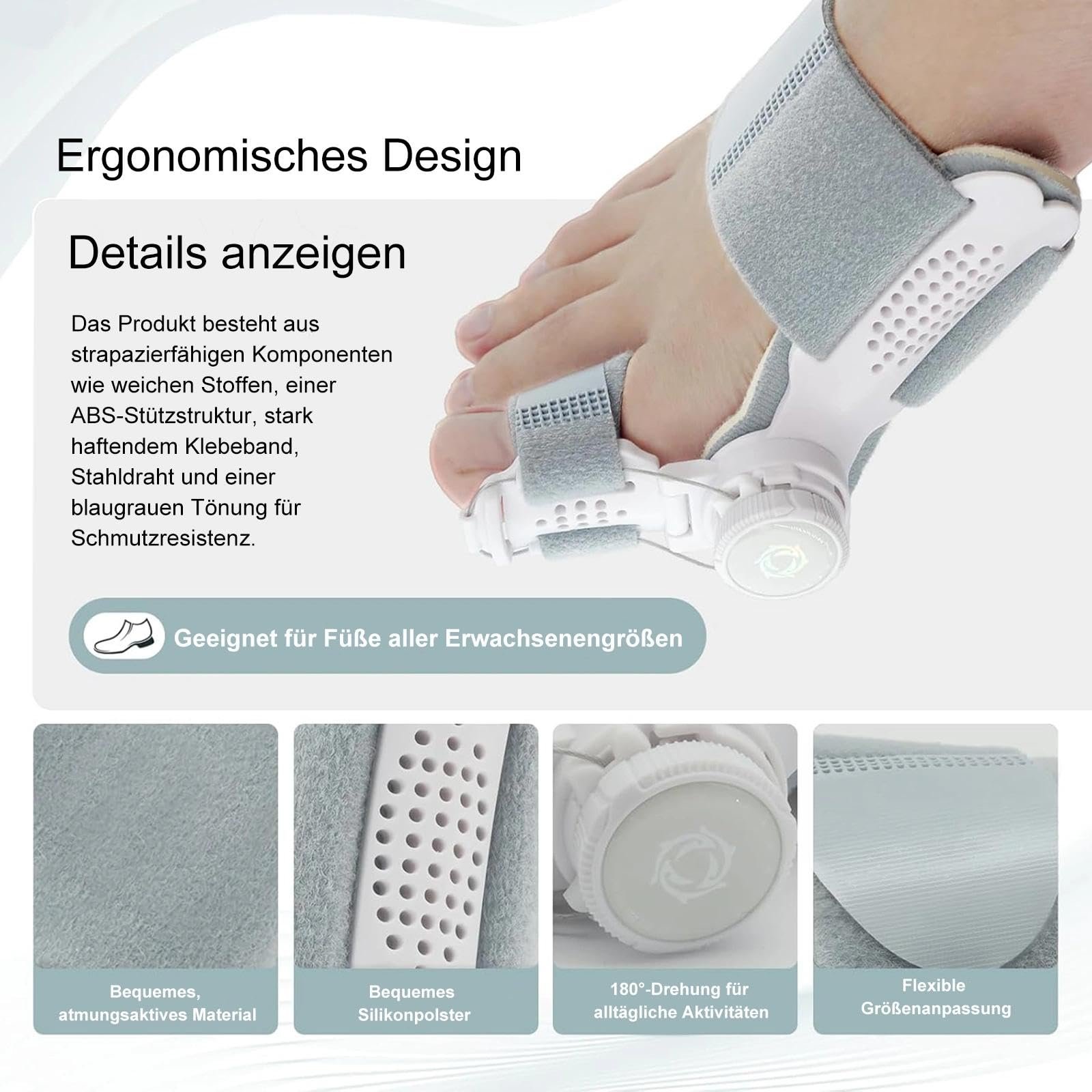 Коректор великого пальця стопи Регульована шина та роздільник пальців з силікону для чоловіків та жінок, фото №3