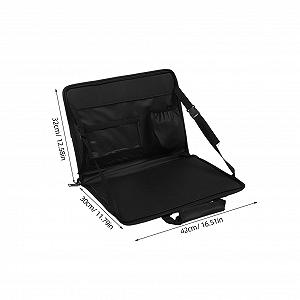 Автомобильный столик Zerodeko складной из PU-кожи для еды и работы, крепится на руль или сиденье, с сумкой для хранения, складной synthetic.ua - Фото 1