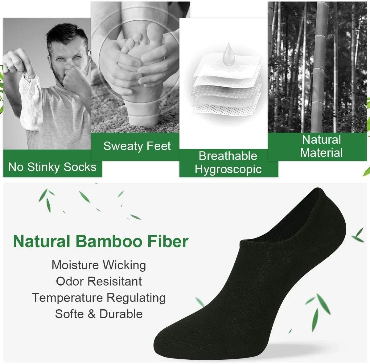 носки-следки Toes Home, 8 пар, бамбуковые, унисекс, с силиконовыми вставками против скольжения, фото №2