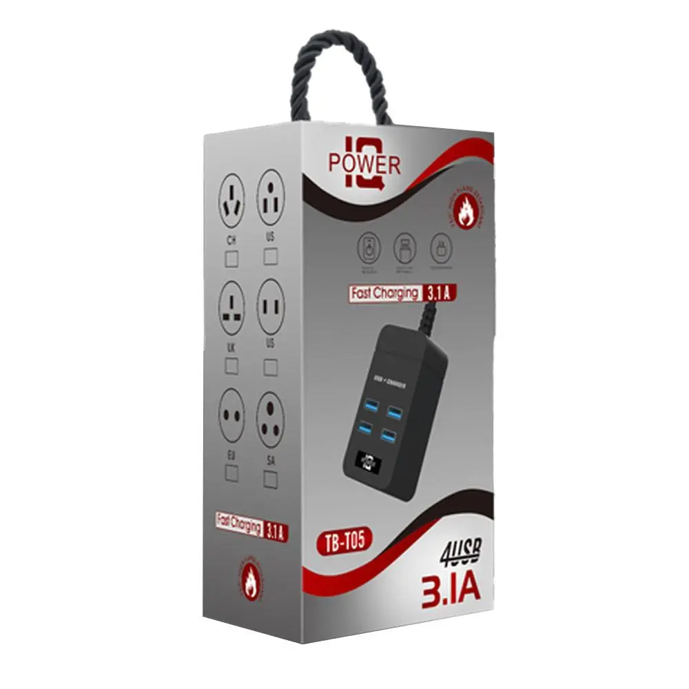Стільний фільтр ТВ-Т05, 4 USB 1.5 м сечення 3х0,75 мм, 2.1А, Білий ящик, фото №1