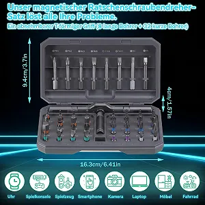 Набір магнітних реверсивних викруток 42-в-1 з Т-подібною ручкою та 40 бітами synthetic.ua - Фото 1