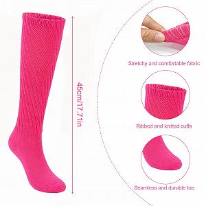 2 пары женских вязаных носков, длинные носки, гетры для женщин и девушек, очень длинные носки выше колена для вечеринок в стиле 80-х synthetic.ua - Фото 1