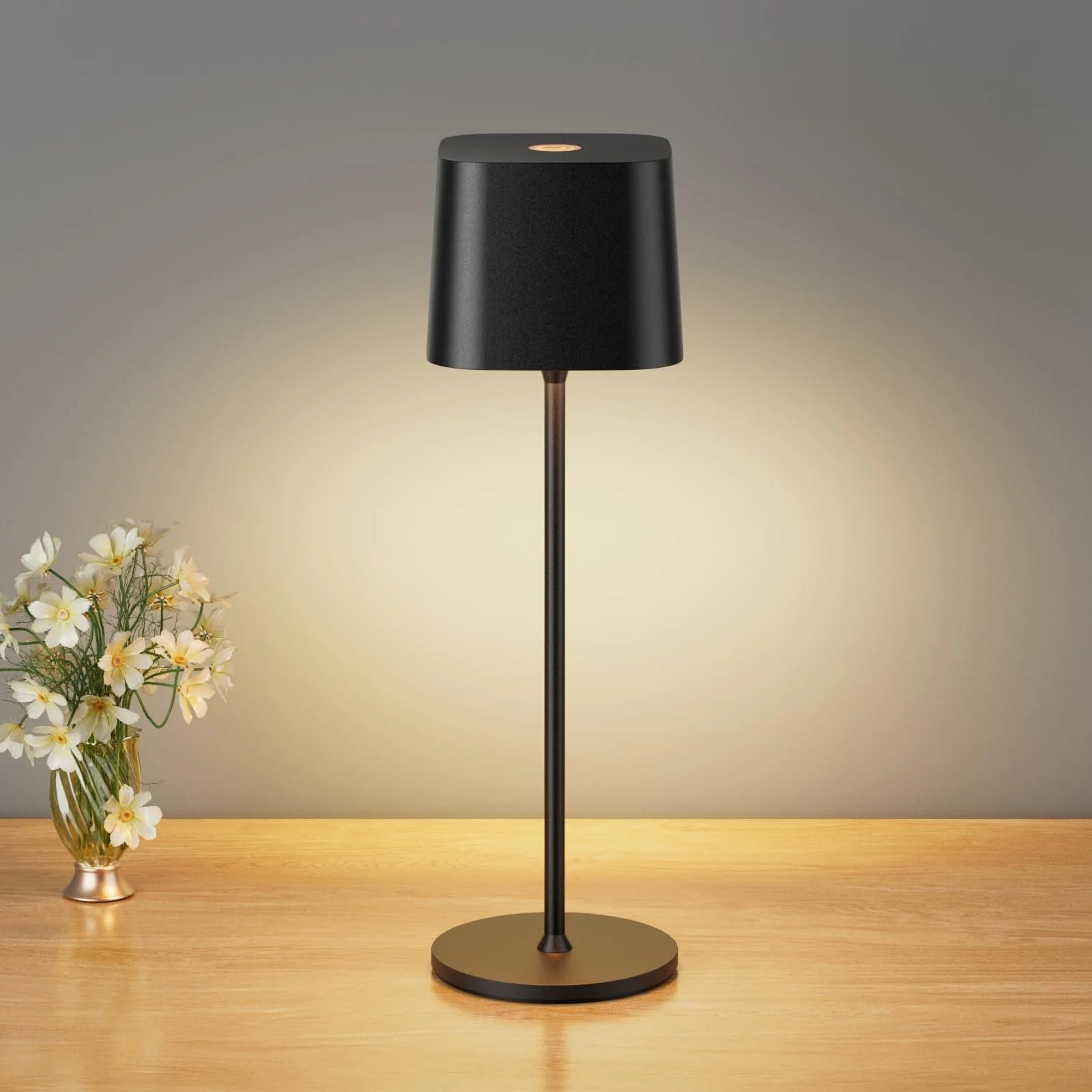Настільна лампа Wireless Rechargeable 3 кольори (3000-6000 К) LED димована IP54 алюмінієва Чорна, фото №1
