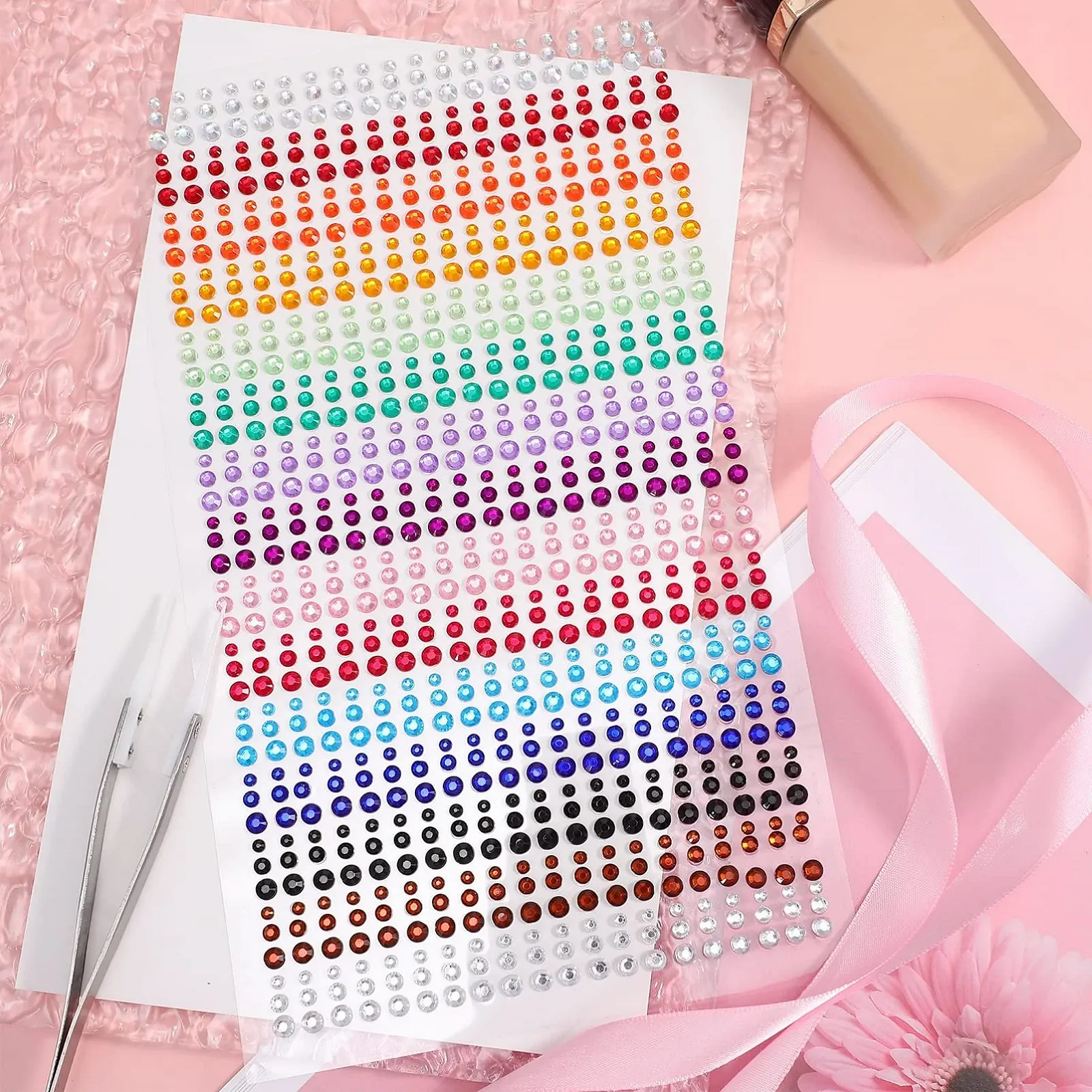 Наклейки зі стразами Ciieeo, 2 аркуші, круглі наклейки з дорогоцінним камінням, наклейки, фото №5