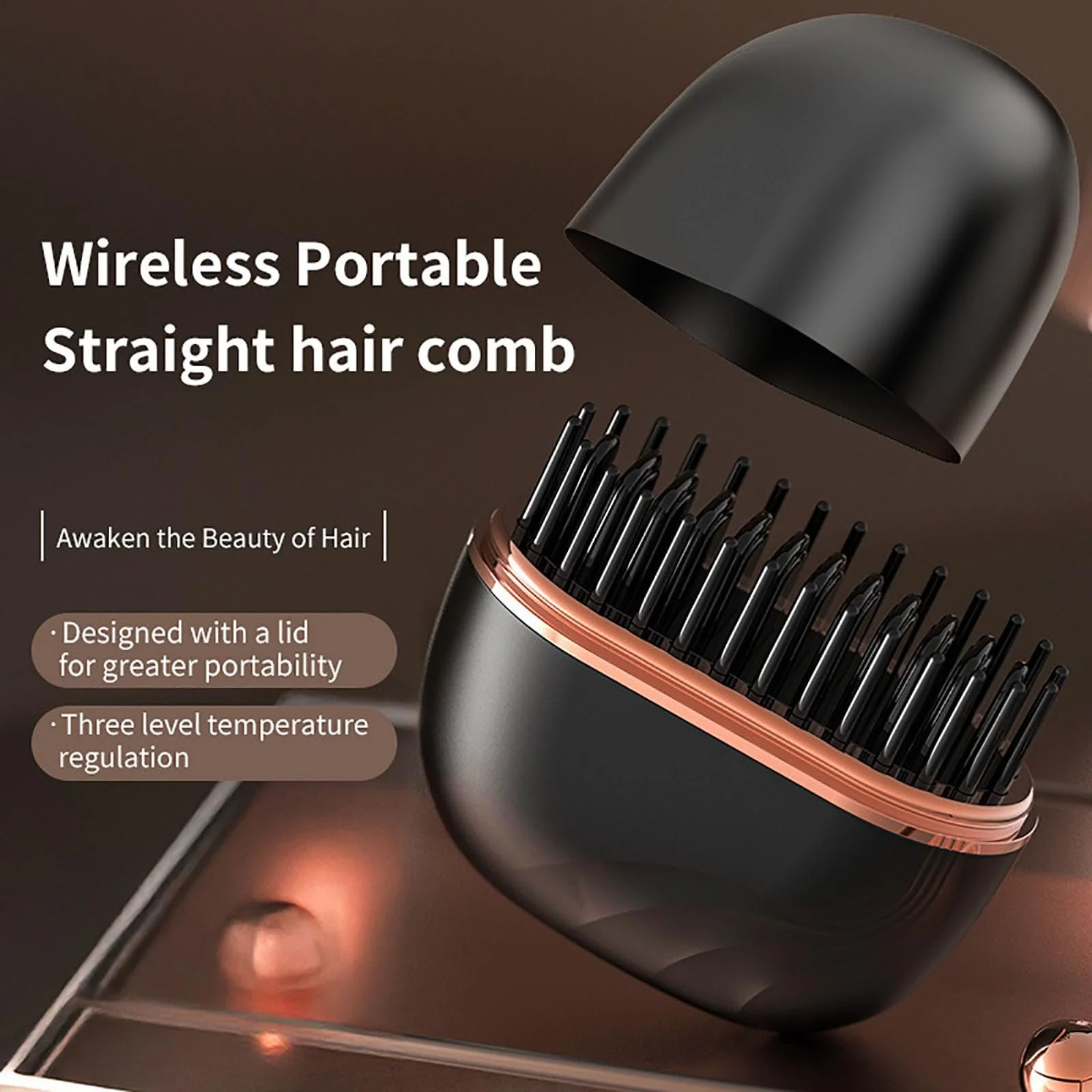 Міні-випрямляч бездротовий Mini Hair Straightener Brush Акумуляторний 3 рівні температури, фото №2