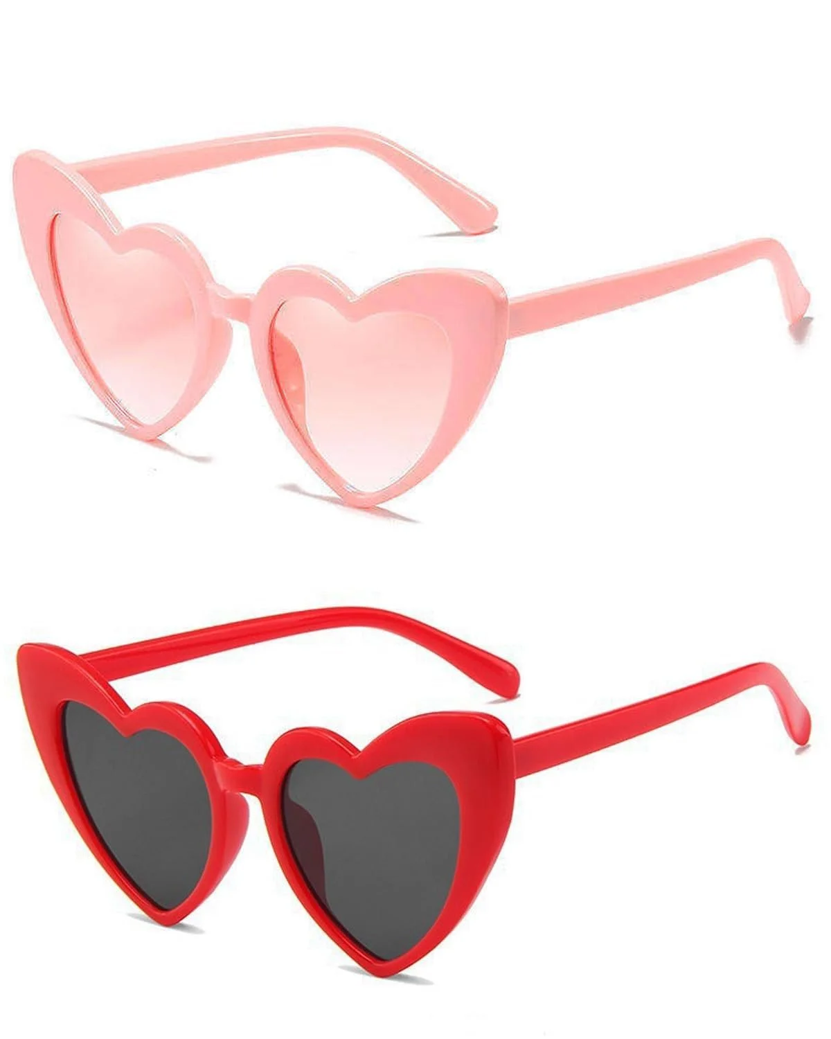 Сонцезахисні окуляри CULEB 2 пари, у формі серця, у стилі 90-х, ретро, смішні, милі, з мотивом серця, червоні, рожеві, фото №1