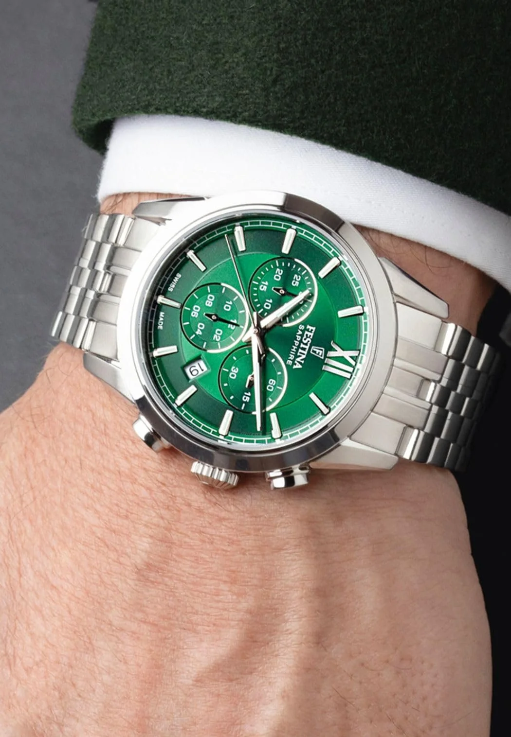 Часы Festina Swiss Made Мужские Белые Нержавеющая сталь Браслет, фото №2 Часы Festina Swiss Made Мужские Белые Нержавеющая сталь Браслет, фото №2