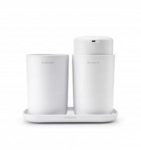Набір для ванної кімнати Brabantia Renew Collection Plastic, білий, набір з 3 предметів - Фото 1