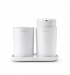 Набір для ванної кімнати Brabantia Renew Collection Plastic, білий, набір з 3 предметів - Фото 1