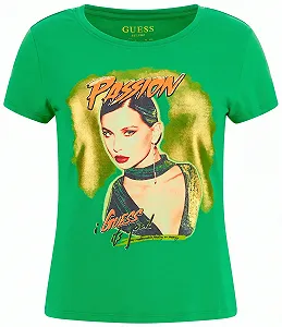 Женская футболка GUESS JEANS / Зеленая / Размер S - Фото 1