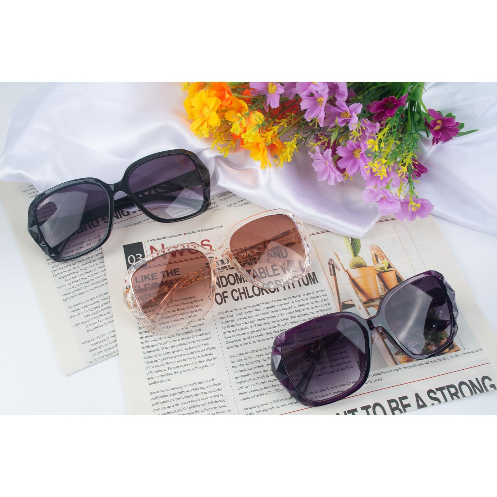 Солнцезащитные очки AYNKH Овальные Ретро Multicolor, 3 шт, фото №4