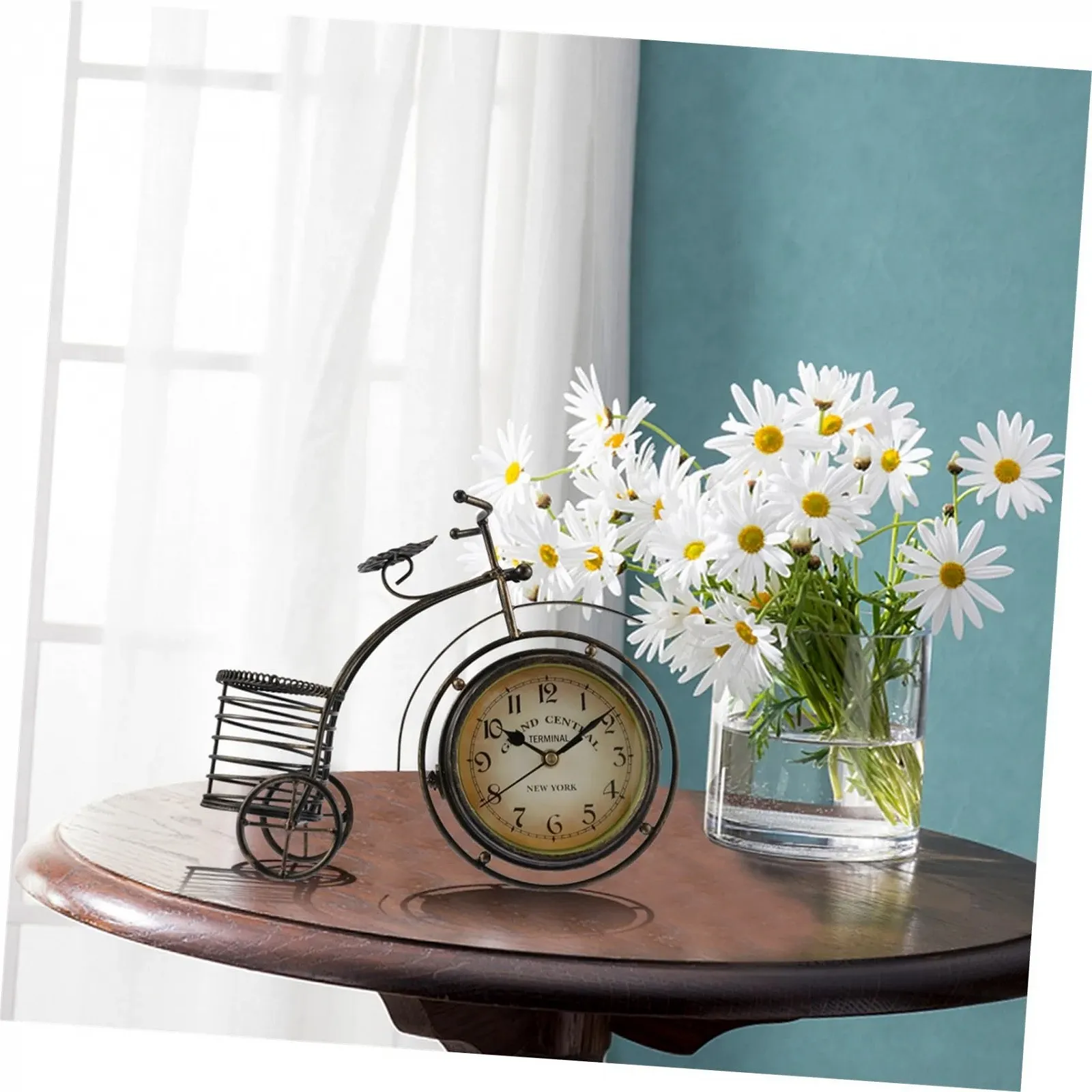 Годинник настільний PartyKindom Металевий для дому, вітальні, їдальні, спальні, офісу, безшумний механізм, що не цокає, фото №5