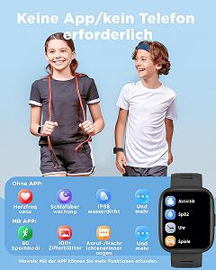 Смарт-годинник BIGGERFIVE Kids BRAVE 2, 1.8 дюйма, крокомір, цілодобовий пульсометр, IP68 водонепроникний, монітор сну, будильник, 5 головоломок, фітнес-трекер для дівчаток, хлопчиків, підлітків 5-16 років synthetic.ua - Фото 1