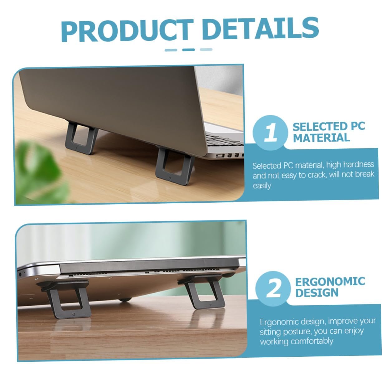 Подставка для ноутбука Gatuida складная PC материал черный эргономичная с треугольной структурой нескользящая и 12,5 кг грузоподъемностью для использования на столе, фото №7