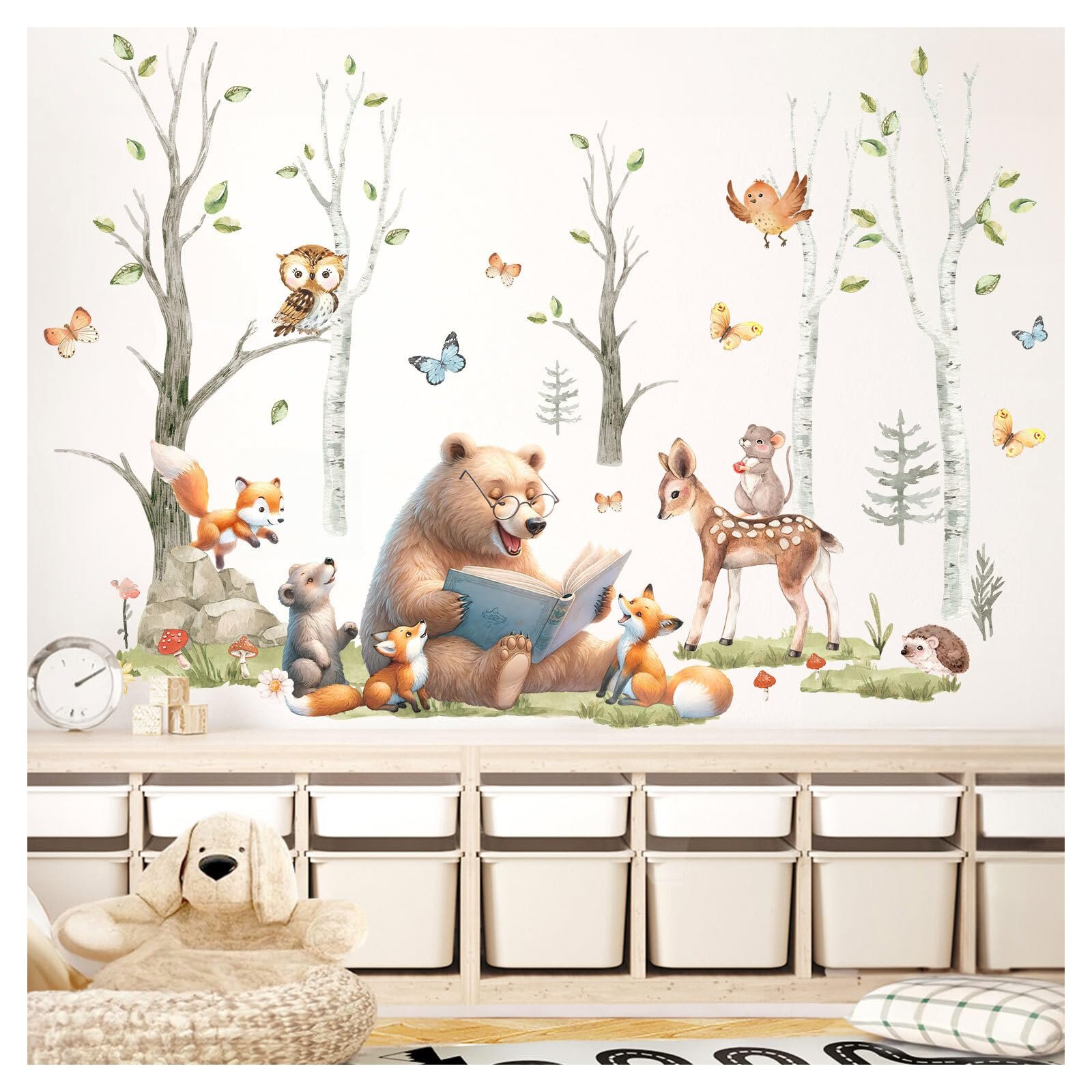 Наклейка на стену Little Deco DL5067 L Лесные животные Медведь Лиса, фото №1