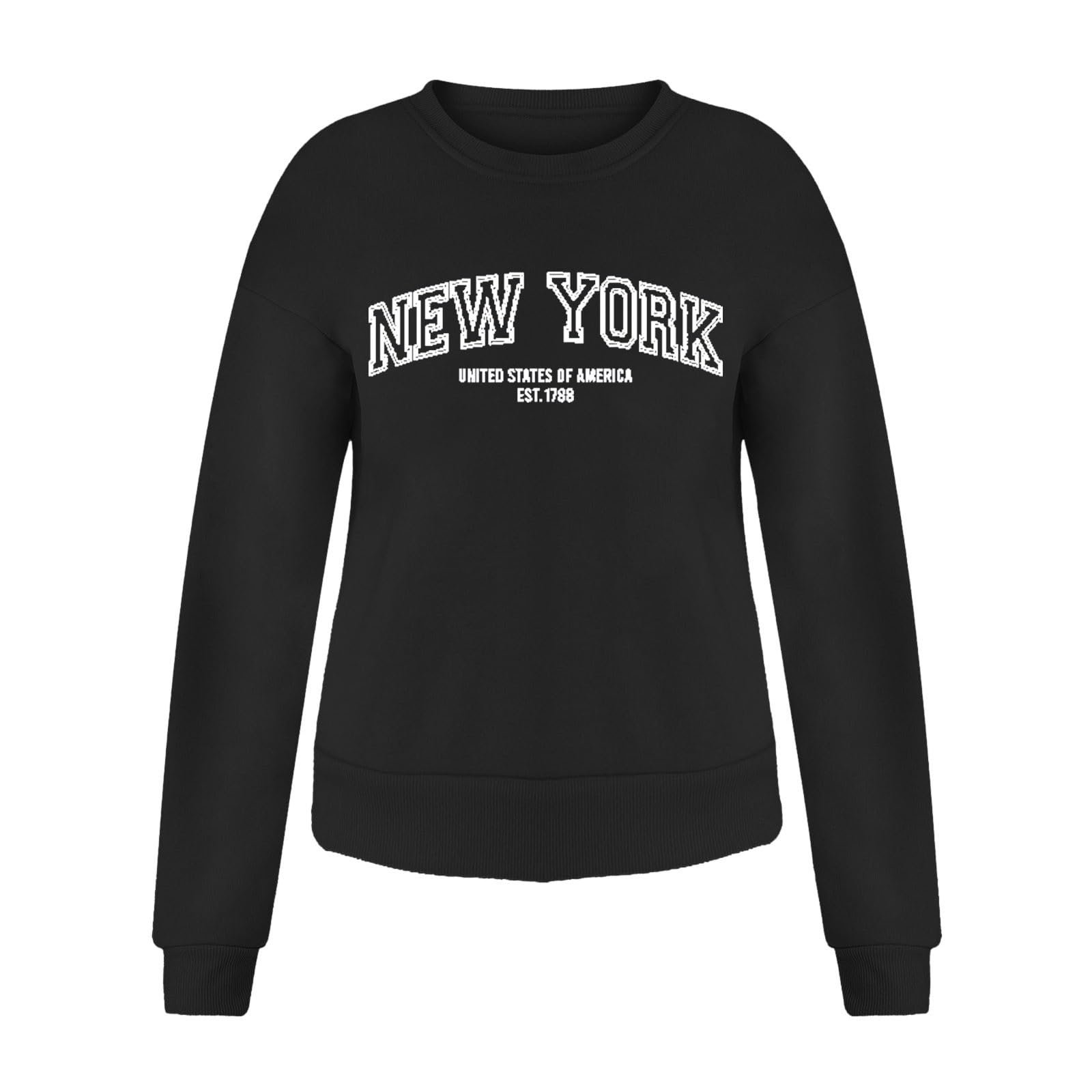 Женская толстовка New York для тренировок, осенняя, с круглым вырезом, милая, с длинными рукавами, свободного кроя, модная, персонализированная, Y2K, фото №3