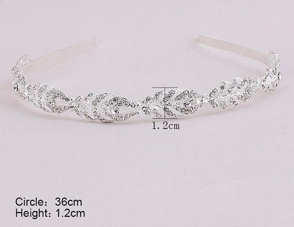 Весільна прикраса для волосся Обруч з кришталевими квітами та стразами, фото №3