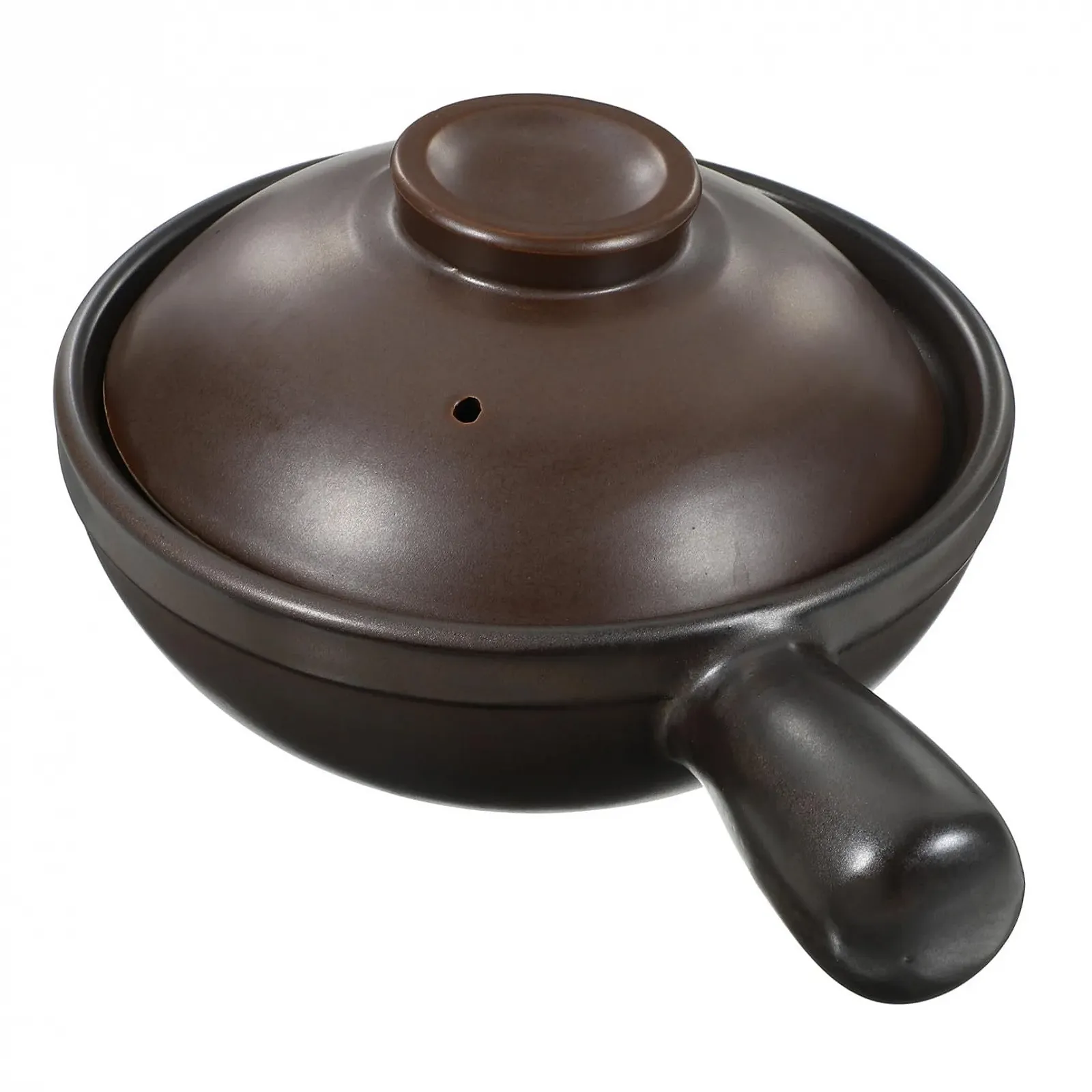 Глиняный горшок Toyvian традиционный малый с крышкой и одной ручкой керамический термостойкий для газовых плит, фото №1