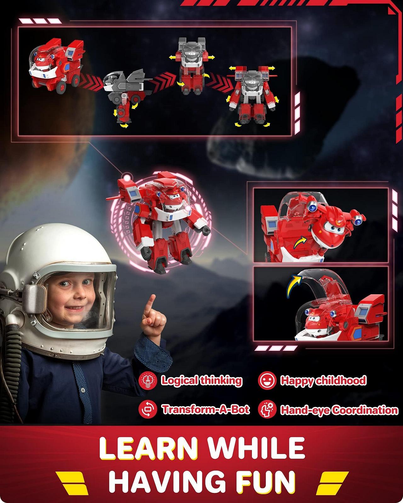 Фигурка-трансформер Super Wings Jett, серия Robot Suit, модель EU750321, красный, 18 см, фото №6