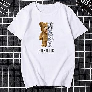 Футболка мужская с принтом мишка-робот SW1007 цвет белый размер M/L - Фото 1