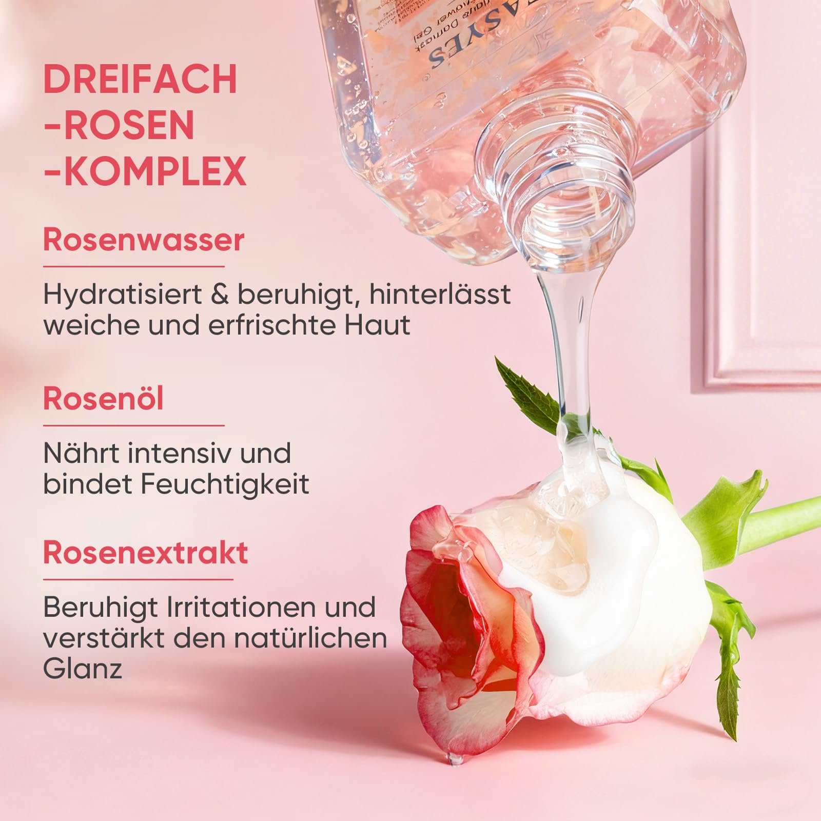 Гель для душу Rose Elixir зволожувальний з потрійною формулою троянди 200 мл, фото №3
