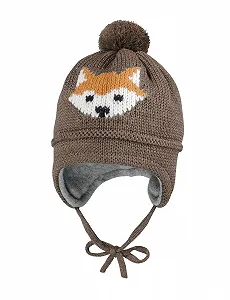 Шапка с помпоном для мальчика maximo, коричневая - Фото 1