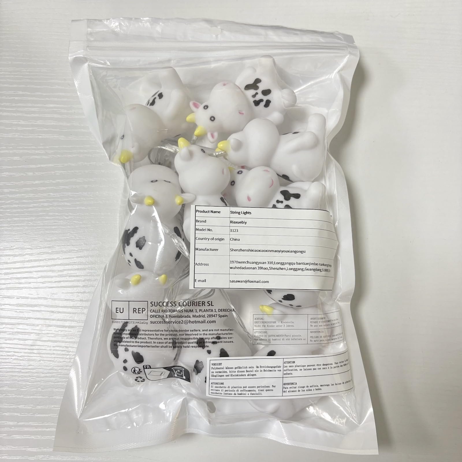 Гірлянда Riaxuebiy Корова 1.65 м/10 LED Біла корова, фото №3