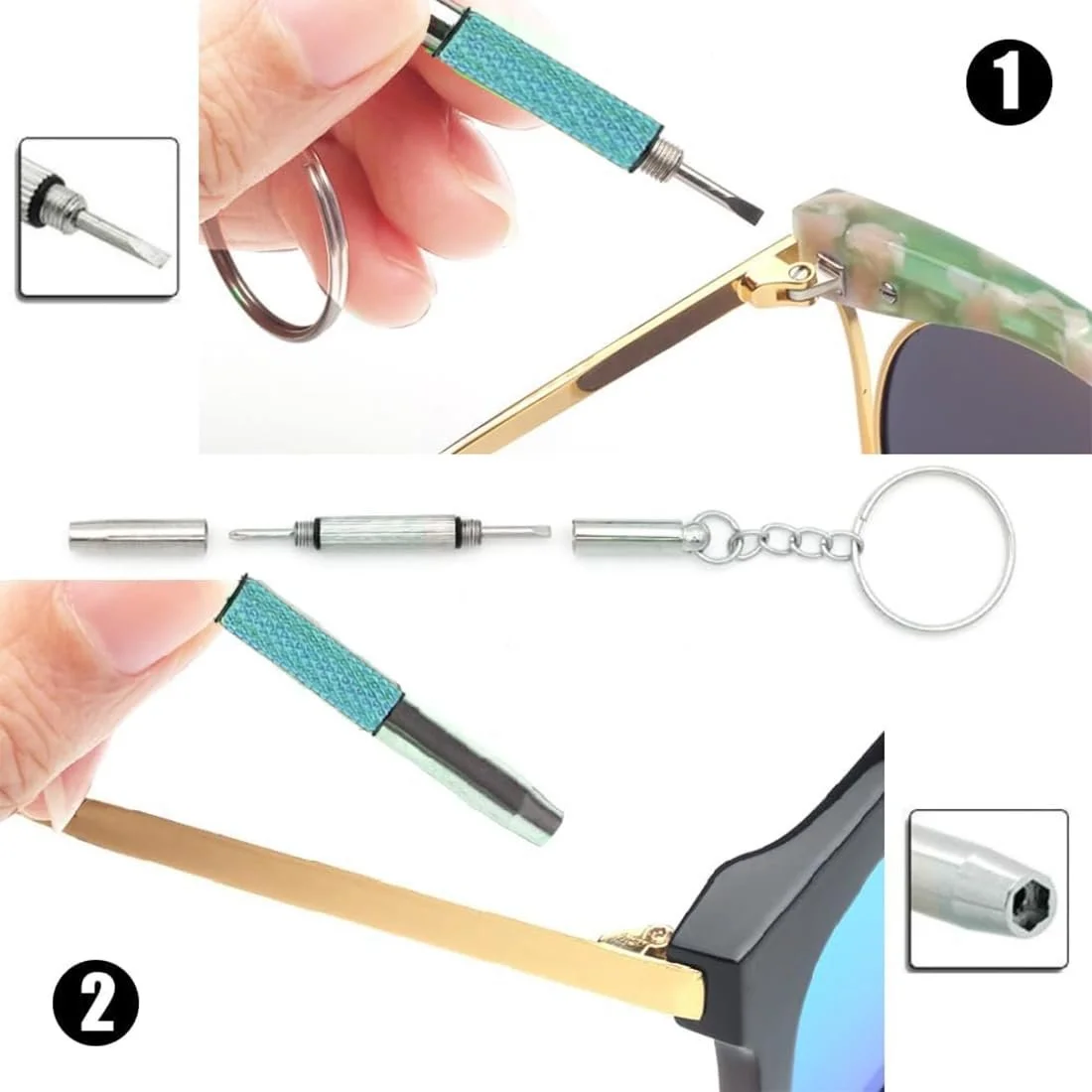 Викрутка набор KGDUYC 3 в 1 з нержавіючої сталі для ремонту окулярів, ювелірних виробів і годинників, фото №4
