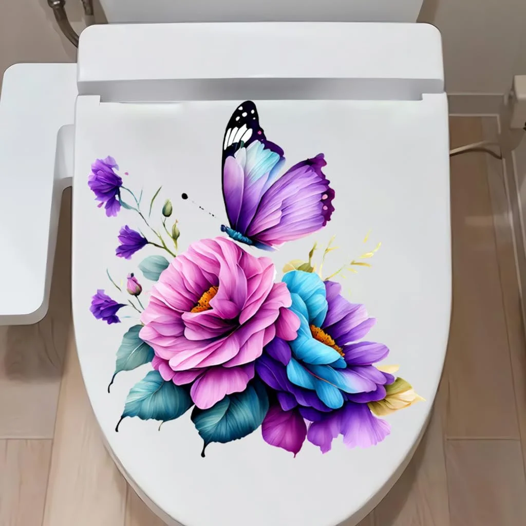 Наклейка на вікно Elegant Purple Series Flowers Butterfly 30 x 30 см, фото №3