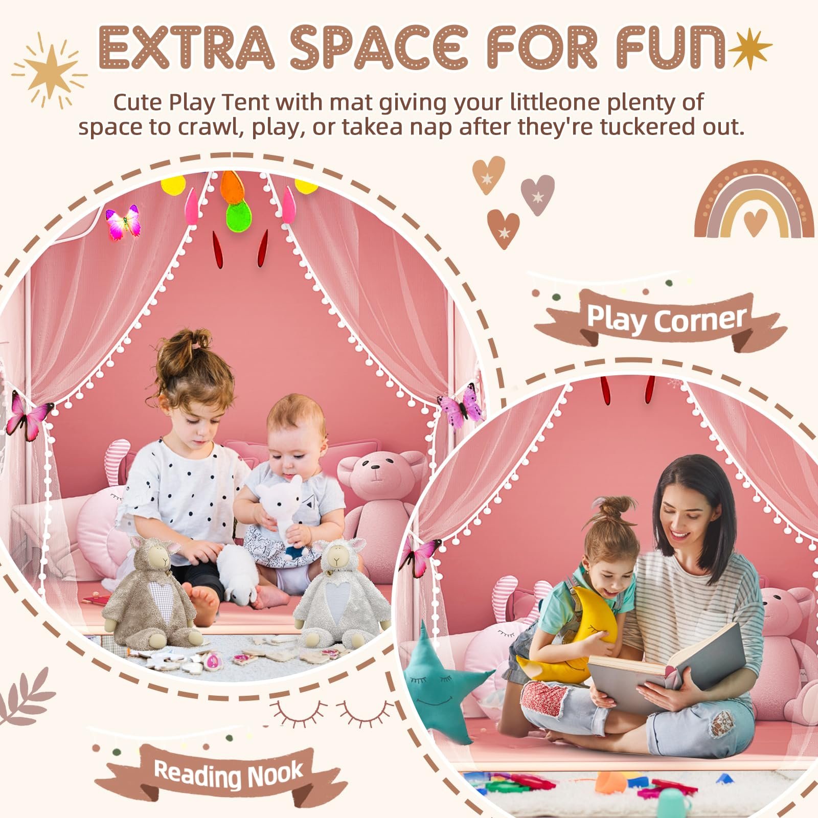 Детская палатка Star Lights & Mat Large Princess с окнами девочки, фото №3
