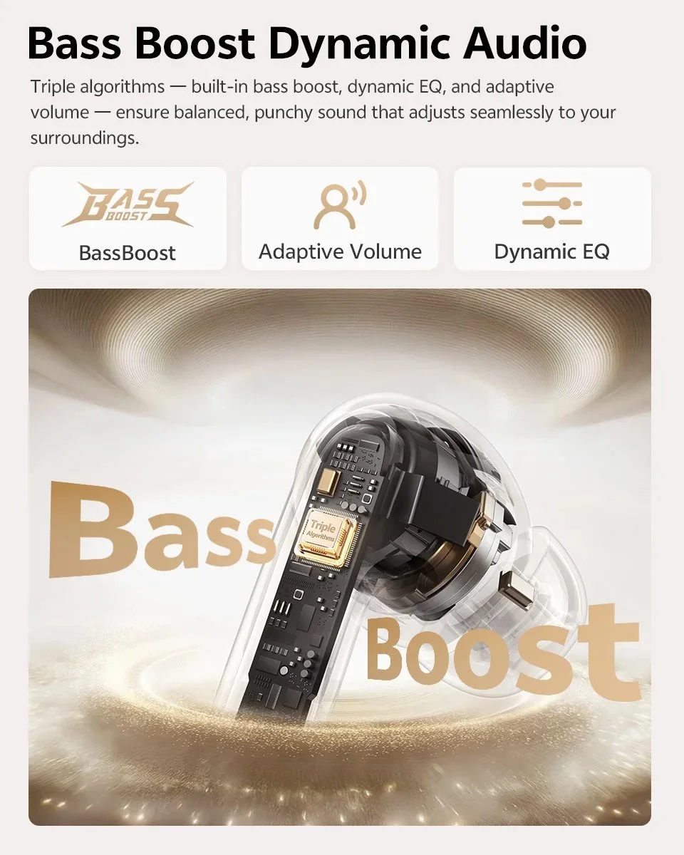 Наушники QCY MeloBuds N60 Hi-Res LDAC PureSilenz ANC AI BT6.0 Black, фото №9 Наушники QCY MeloBuds N60 Hi-Res LDAC PureSilenz ANC AI BT6.0 Black, фото №9